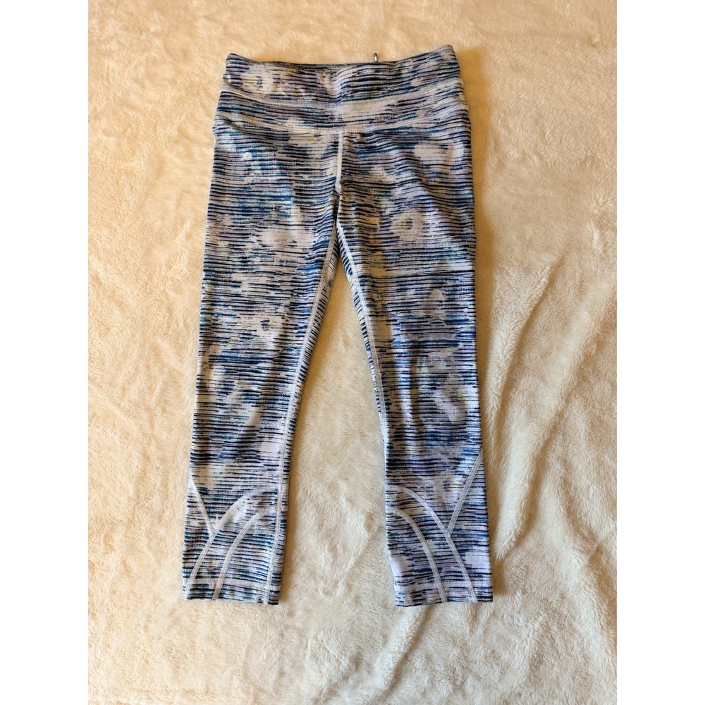 Lululemon Run Inspire Crop II Blue Space Sz 4 Women's Leggings Blurry Belle